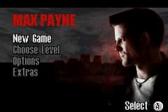 Max Payne title screen for GameBoy Advance